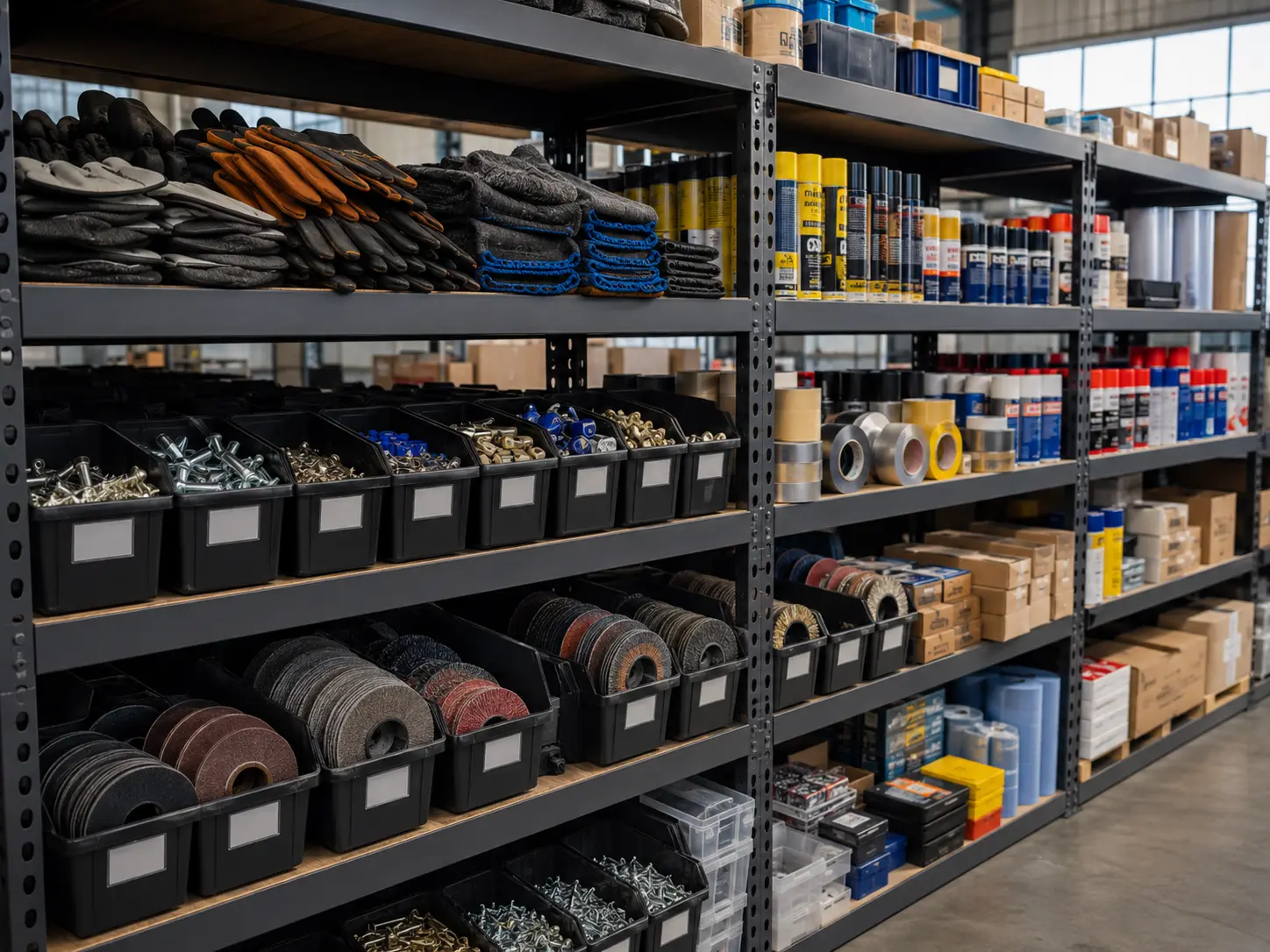Organised workshop consumables ready for repeat supply